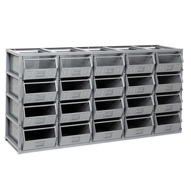 Vendita online Scaffale ED con contenitori ferro mis.4 mm.1765x460x885H - Grigio RAL7000